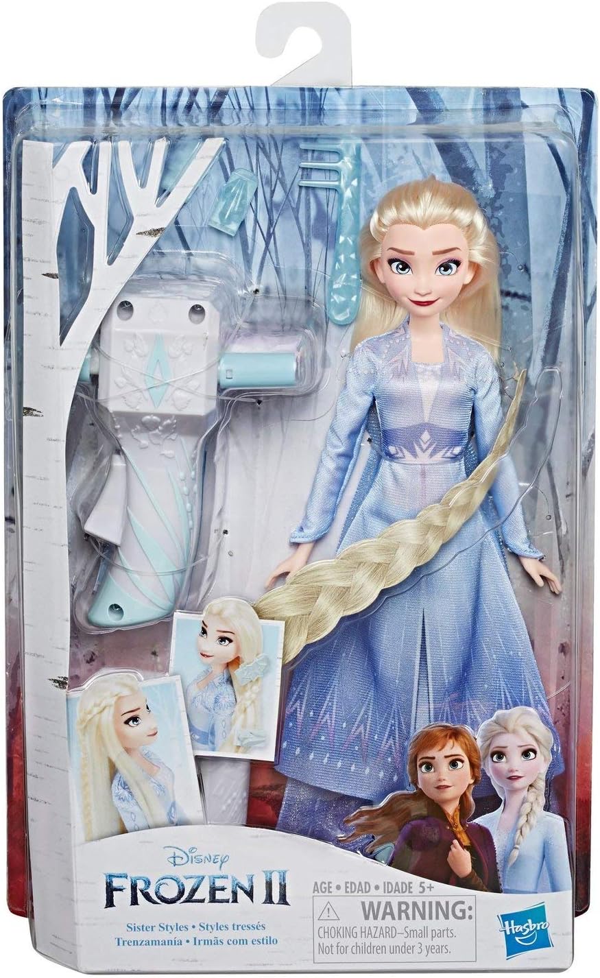 Disney Die Eiskönigin Flechtspass Elsa Puppe mit extralangem, blondem Haar, Styler und Haarclips – S