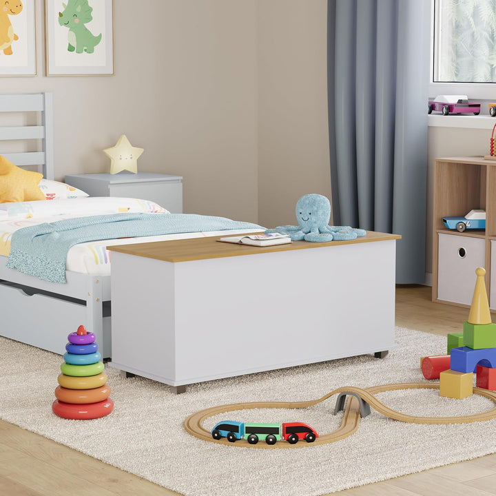 Vida Designs Arlington Spielzeugkiste aus Holz, weiss, mit Deckel, Decken und Decken, für Kinder, We