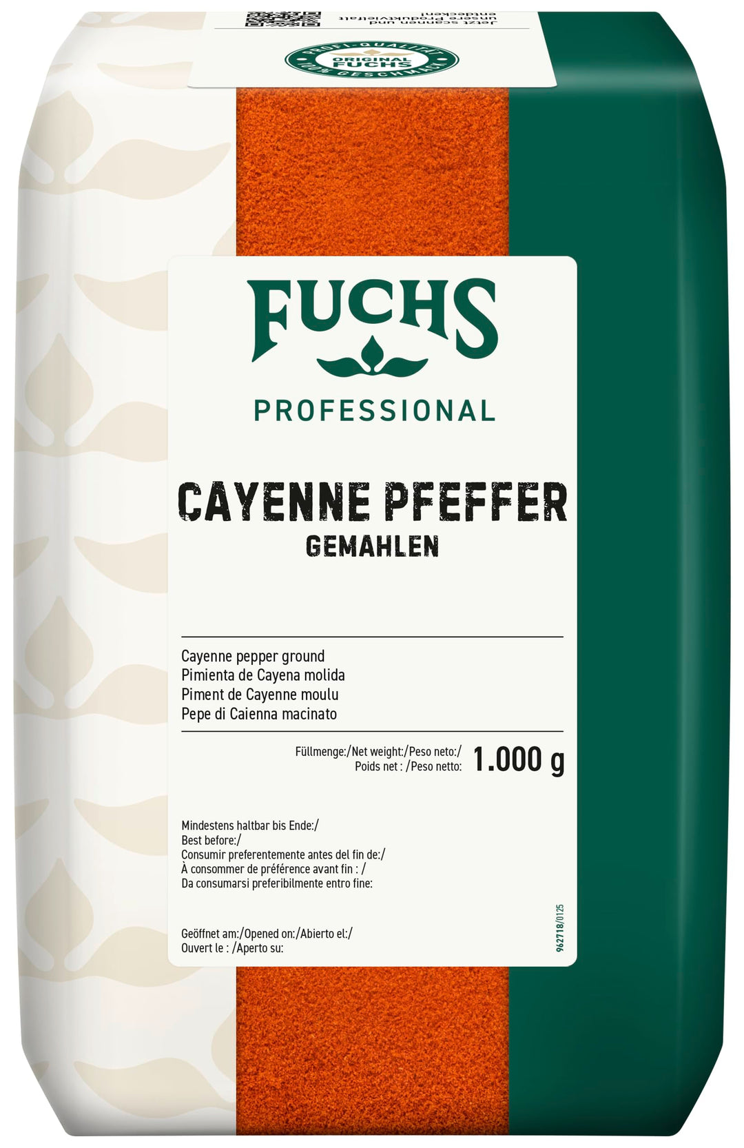 Fuchs Professional - Cayenne Pfeffer gemahlen | Scharfes Gewürz für Chili con Carne | Profi-Qualität