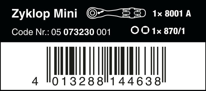 Wera 8001 A Bit-Ratsche 1/4 Zoll SB mit 1/4 Zoll-Antrieb, 2-teilig, 05073230001