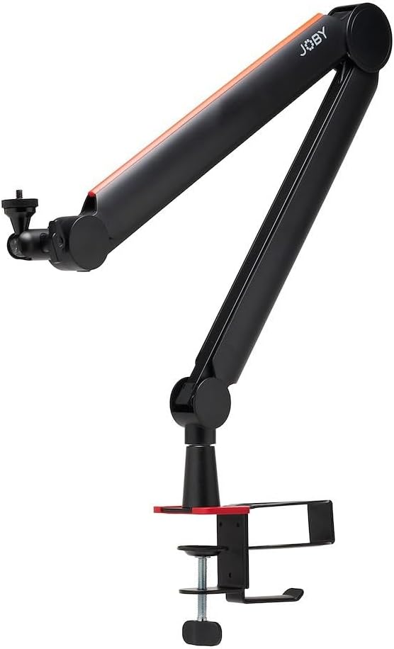 JOBY Wavo Boom Arm, Professioneller Boom Mikrofonarm für Streamer und Podcaster, Silent Boom Arm, Be