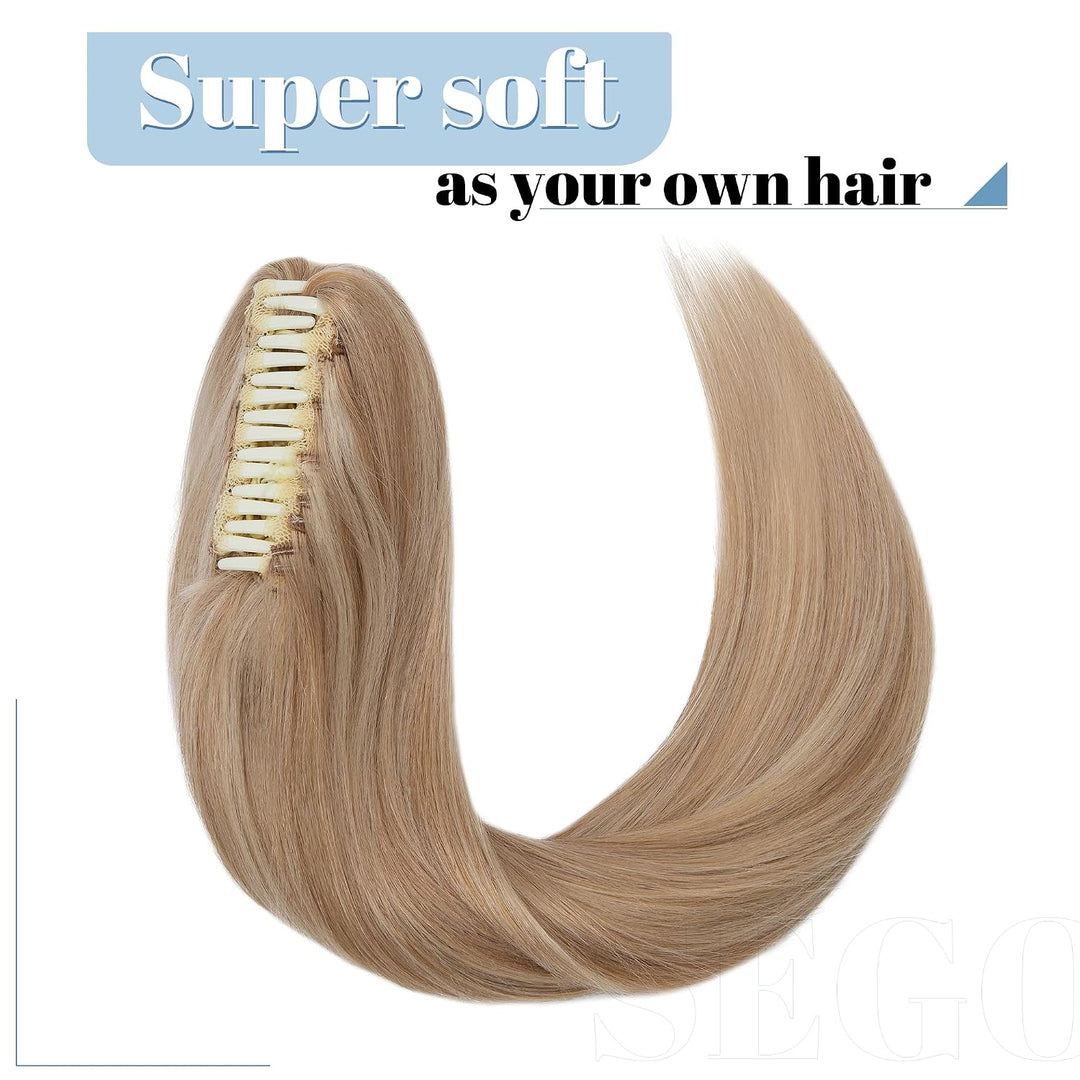 SEGO Ponytail Haarteil Echthaar Zopf Extension mit Klammer Clip in Pferdeschwanz Haarverlängerung 10