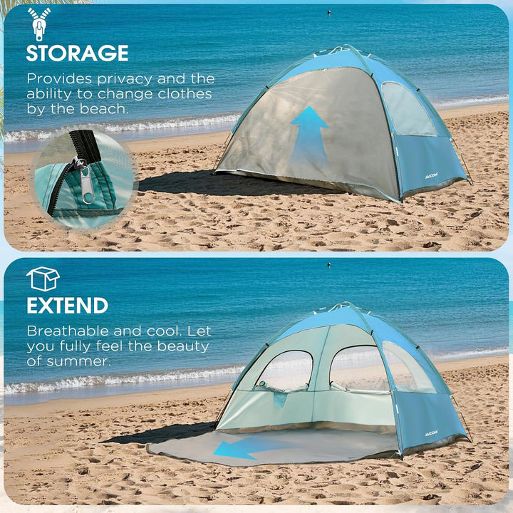 JAICOM Strandmuschel, 2-3 Personen Strandzelt mit UPF 50+ UV Schutz, Leichtes, schnell aufzubauendes