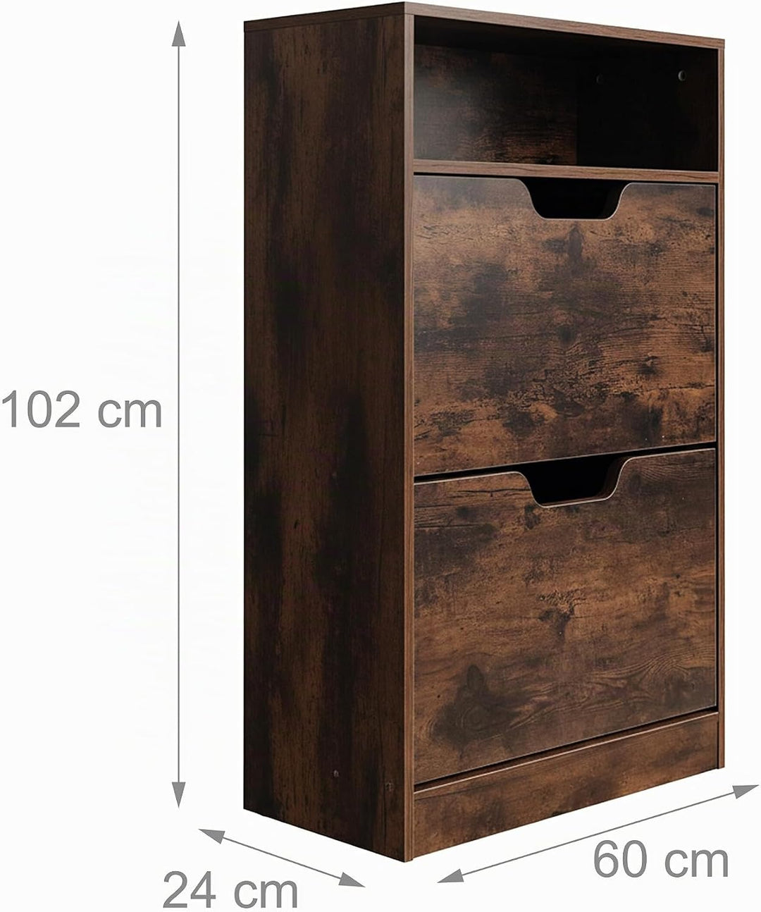 Relaxdays Schuhschrank mit Ablage, HBT: 102x60x24 cm, für 8 Paar, 2 Klappen, schmaler Schuhkipper, I
