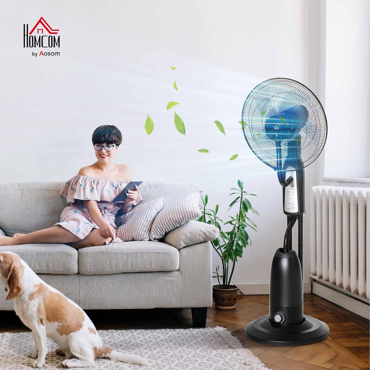 HOMCOM Standventilator mit 2,8 Liter Wasserkühlung, 90 W Ventilator mit Timer-Funktion Lüfter mit 3