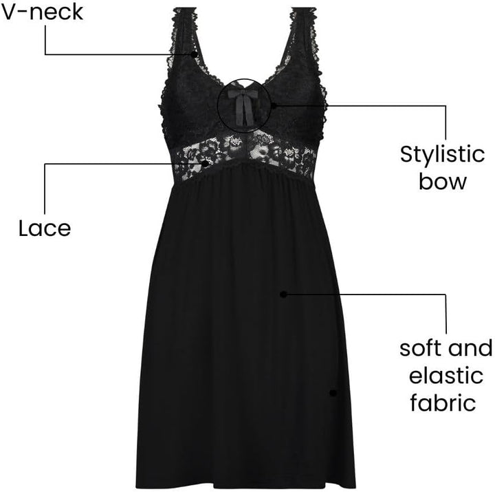 Hunkemöller Slipdress Nora Lace XS Schwarz, XS Schwarz