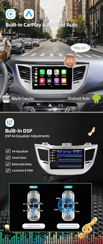 BXLIYER - [6G+128G] - Android 12 IPS Autoradio Passt für Hyundai Tucson (2014-2018) - Kabellos CarPl