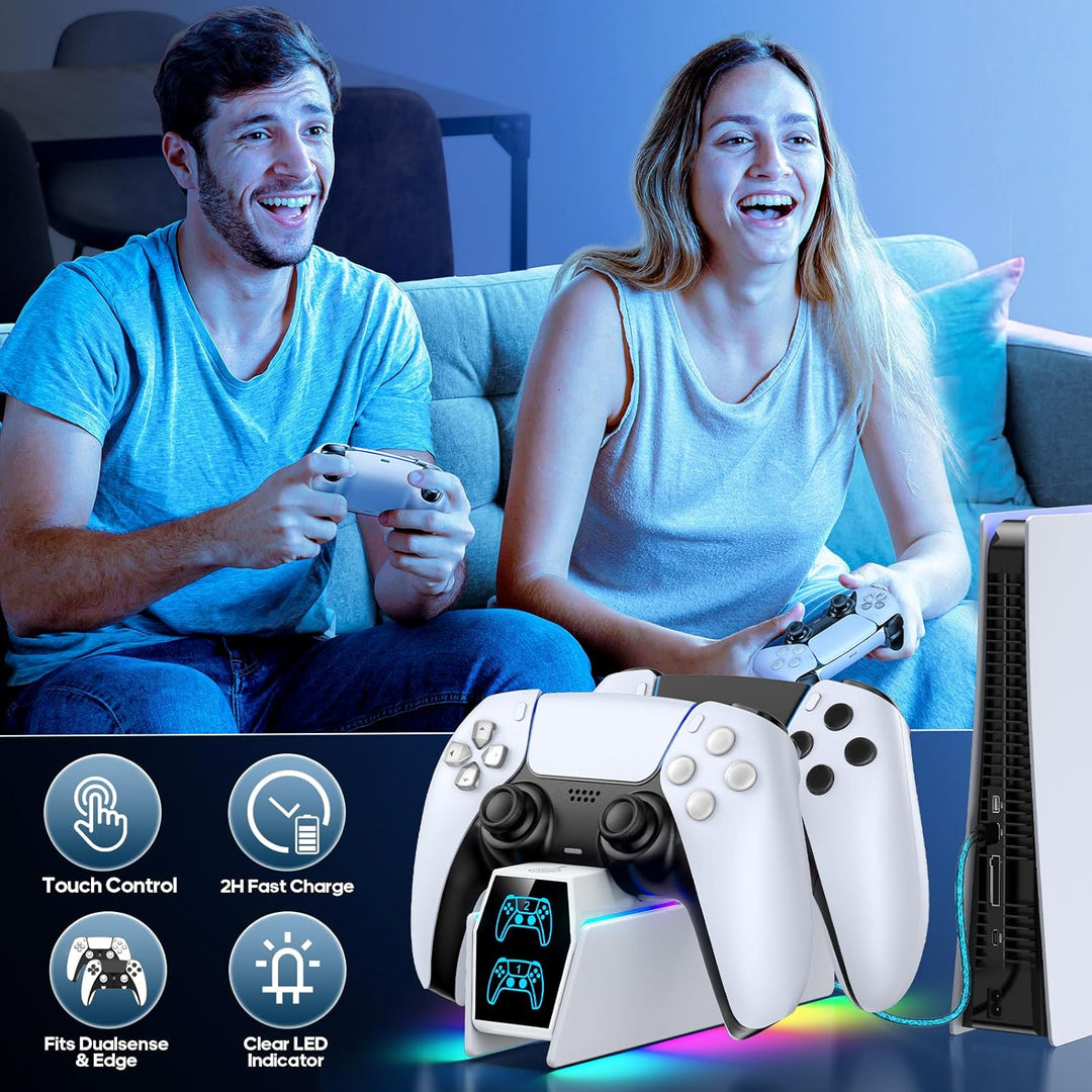 PS5 Controller Ladestation, RGB PS5 Zubehör Ladestationen für PS5 Controller & Edge Controller, PS5