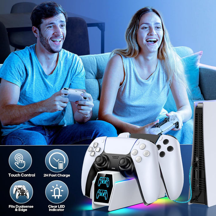 PS5 Controller Ladestation, RGB PS5 Zubehör Ladestationen für PS5 Controller & Edge Controller, PS5