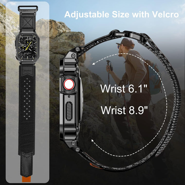 SUPLINK Metallgehäuse mit Nylonband Kompatibel mit Apple Watch Armband 40/41/44/45/49mm,Edelstahl Sc