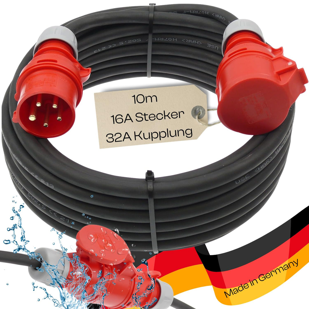 netbote24 CEE-Adapterkabel Starkstromkabel Verlängerungskabel Kraftstromkabel Adapterleitung 16A PCE