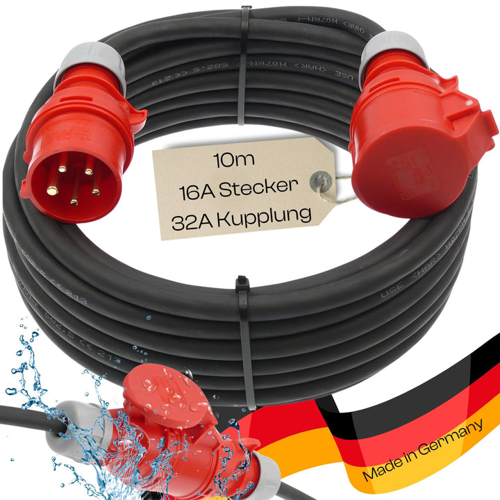 netbote24 CEE-Adapterkabel Starkstromkabel Verlängerungskabel Kraftstromkabel Adapterleitung 16A PCE