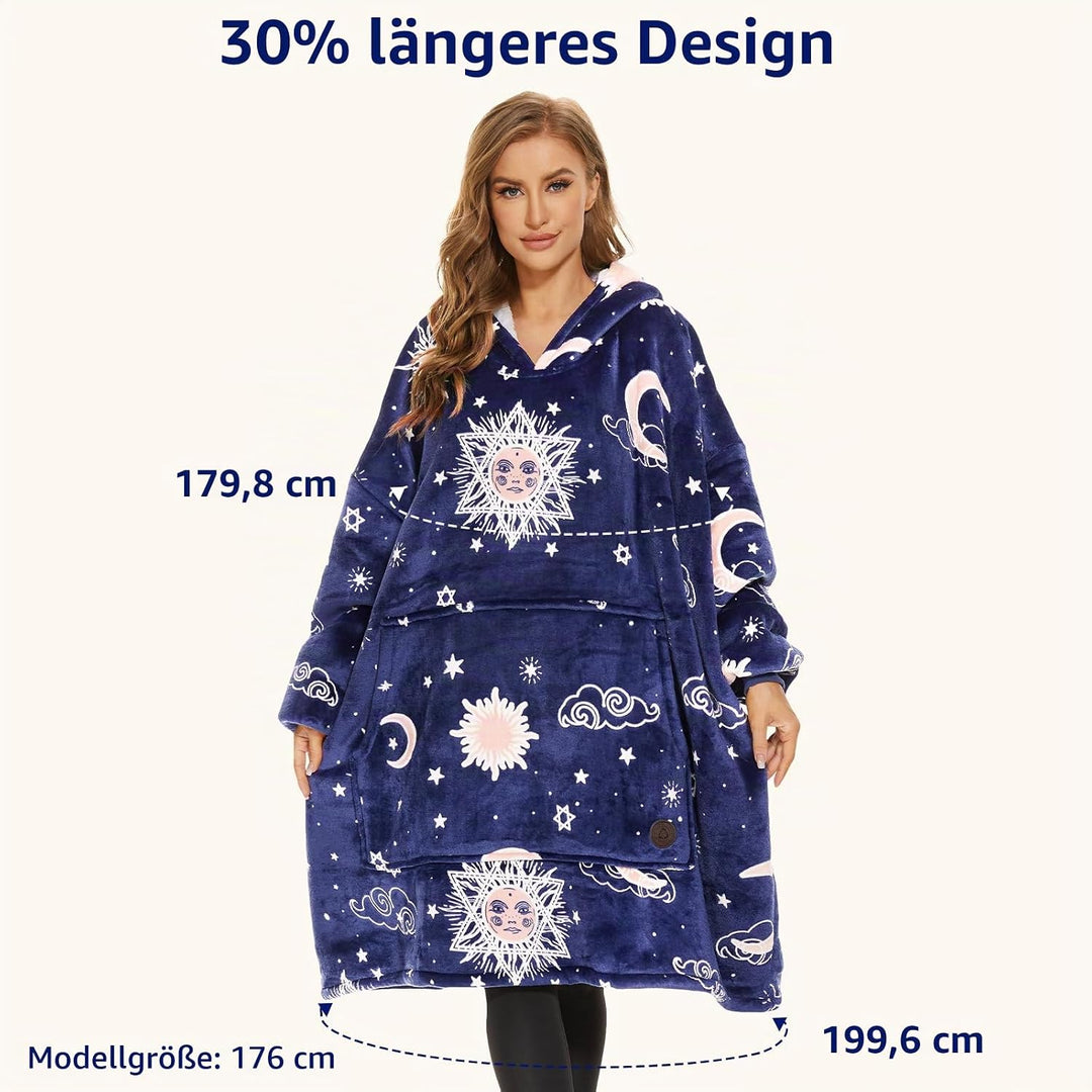 THREE POODLE Decken Hoodie, Oversize Hoodie Decken Pullover Kuschelpullover für Damen Herren Kinder,