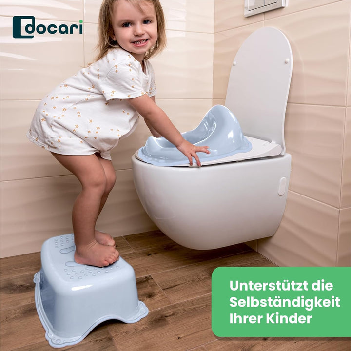 Kinder Töpfchen Set 3 in 1 ab 1 Jahr blau Wal – Töpfchenset Jungen Mädchen stabil rutschfest und hyg