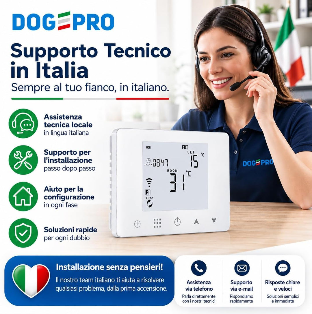 Dogepro WiFi Thermostat Thermostat für Gas/Wasserkessel, Smart Wandthermostat, kompatibel mit Alexa