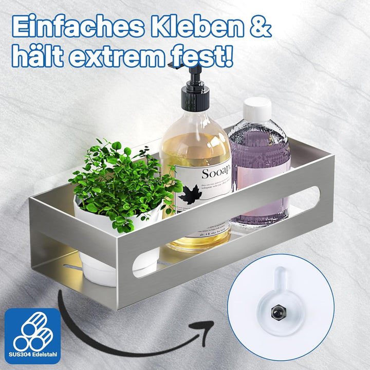 Duschablage Ohne Bohren, Duschregal Rostfreier Edelstahl Badezimmer Regal, Shampoo Halterung für Dus