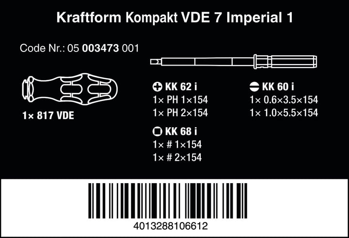 Wera Kraftform Kompakt VDE 60 i/68 i/7, 7-teilig, 05003473001
