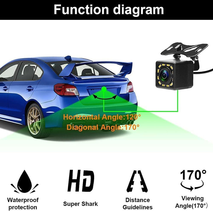 Camecho Rückfahrkamera mit Super Nachtsicht IP67 Wasserdicht Auto Rückfahrkamera 170° Weitwinkel 12