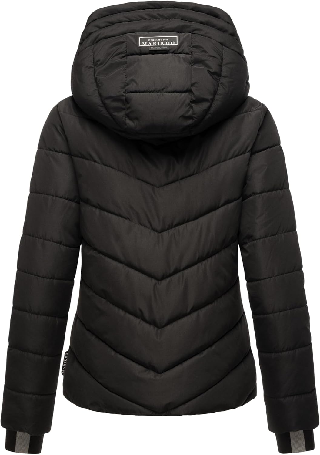 MARIKOO Damen Winterjacke warme Steppjacke mit abnehmbarer Kapuze Samuiaa XVI XS-3XL XL Schwarz, XL