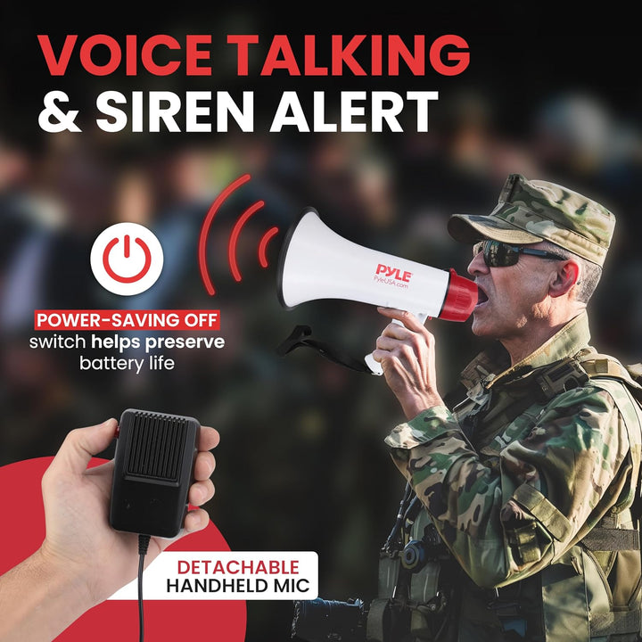 PYLE AUDIO INC Bluetooth Megaphone - PA Megaphone Speaker with Wired Microphone, Siren Alarm Mode, M