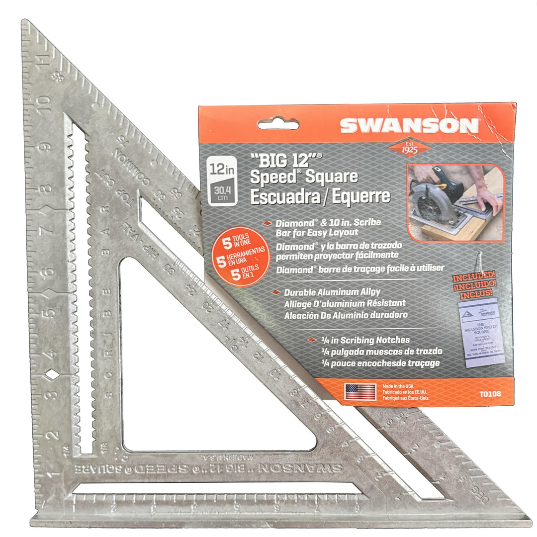 Swanson Tool S0101 7-Zoll Speed Square, T0108 12 Inch Big 12 (plain), 12 Inch Big 12 (einfarbig)