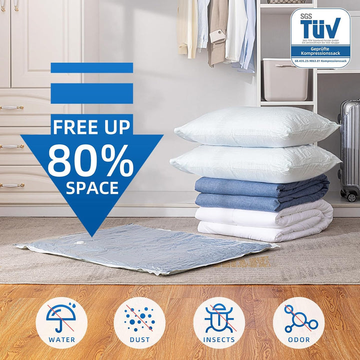 TAILI Vakuumbeutel für Kleidung 8 Stück Extra Gross 100 X 80 CM Vakuumierbeutel für Bettdecken, Deck