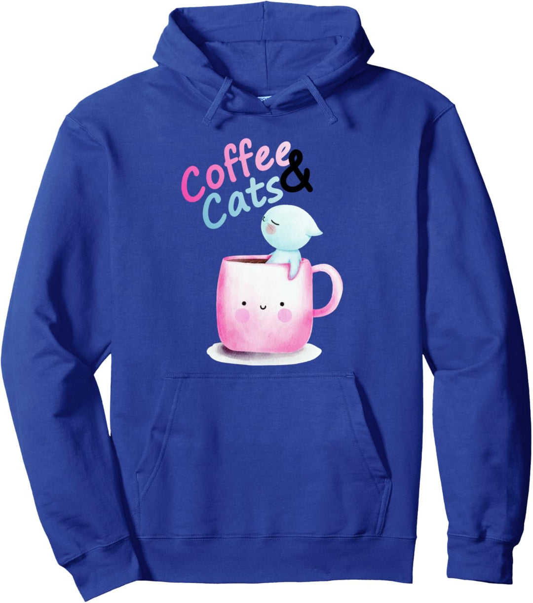 Coffee & Cats - Niedliches Kätzchen In Kaffeetasse Pastell Pullover Hoodie