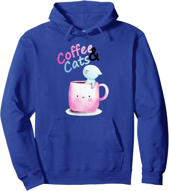 Coffee & Cats - Niedliches Kätzchen In Kaffeetasse Pastell Pullover Hoodie