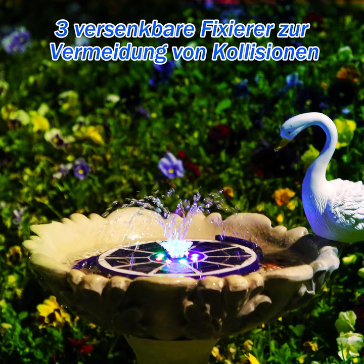 AISITIN LED Solarbrunnen für Draussen Verbessert mit 3000mAh, 3,5W Solar Schwimmender Fontäne Pumpe