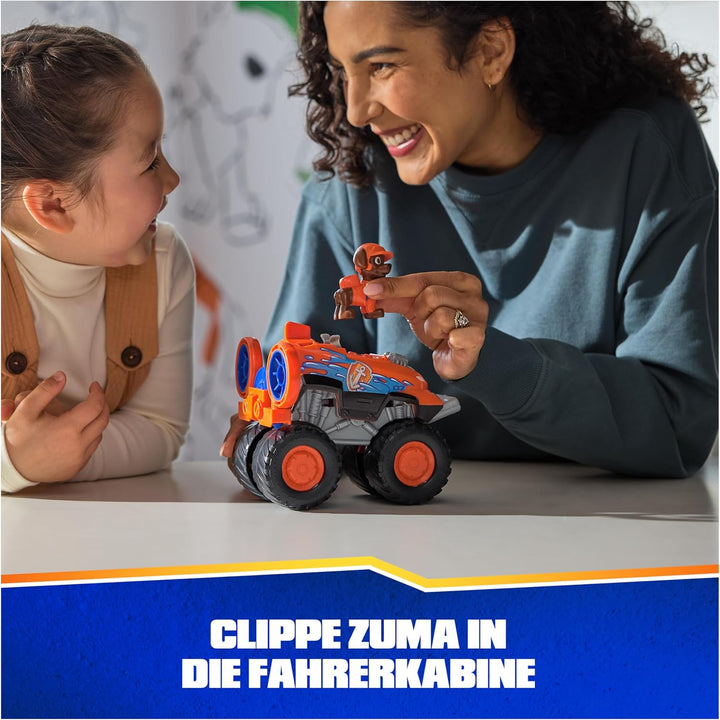 PAW PATROL Rescue Wheels - Zumas Monstertruck Fahrzeug mit Geschoss-Abwurf und Zuma Hundefigur, Spie