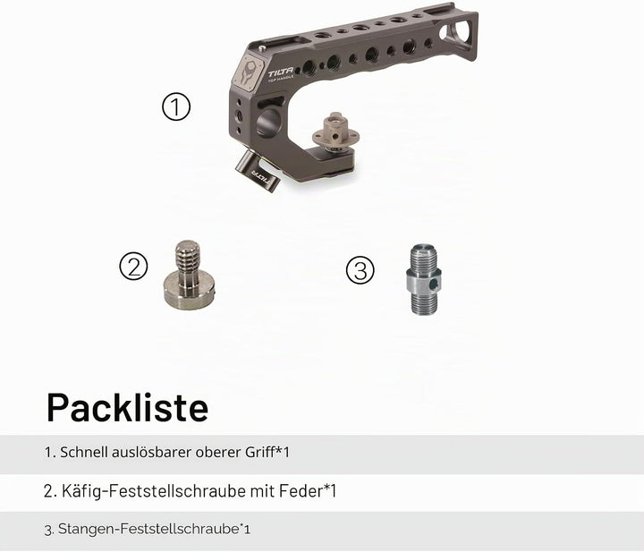 Tilta Quick Release Top Griff – (für BMPCC 4K/6K und die meisten DSLR/spiegellosen Kameras) (Tilta G