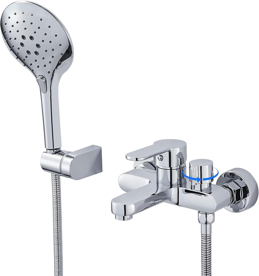 ROVOGO Badewannenarmatur mit 3-Funktionen Handbrause, Einhebel Wannenarmatur, Aufgerüstet Messing Dr