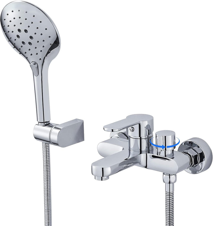 ROVOGO Badewannenarmatur mit 3-Funktionen Handbrause, Einhebel Wannenarmatur, Aufgerüstet Messing Dr