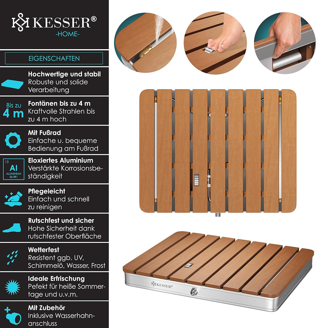 KESSER® Gartendusche Bodendusche Aussendusche Saunadusche Campingdusche 70x55 cm Rechteck Fontänenhö