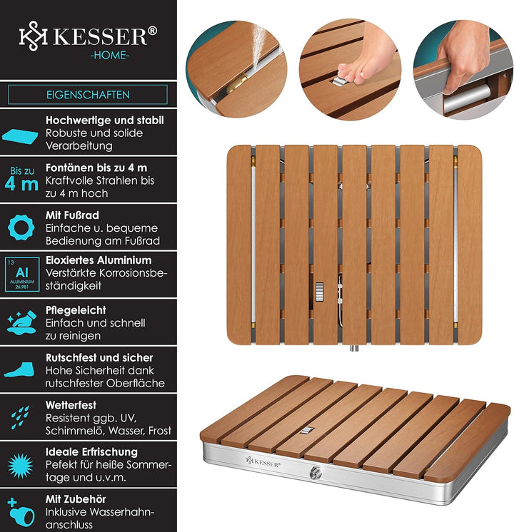KESSER® Gartendusche Bodendusche Aussendusche Saunadusche Campingdusche 70x55 cm Rechteck Fontänenhö