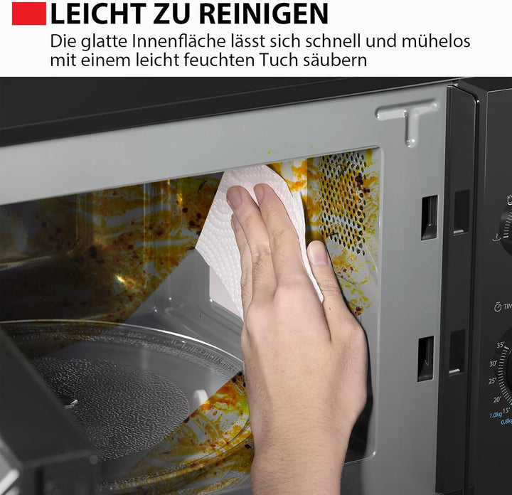 Toshiba MW2-MG20PE(BK) Mikrowellenherd 700 W mit knuspriger Grill- & Kombigarfunktion, 5 Leistungsst