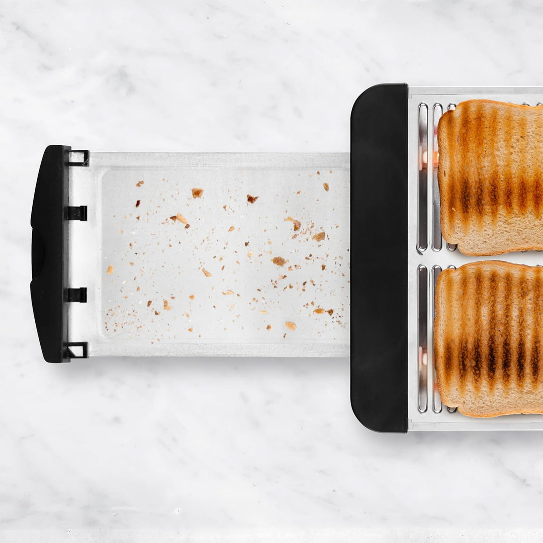 Ufesa Flacher Toaster Barley, 900W mit 3 Quarz-Heizelementen, Horizontaler Edelstahl-Toaster, XL-Grö