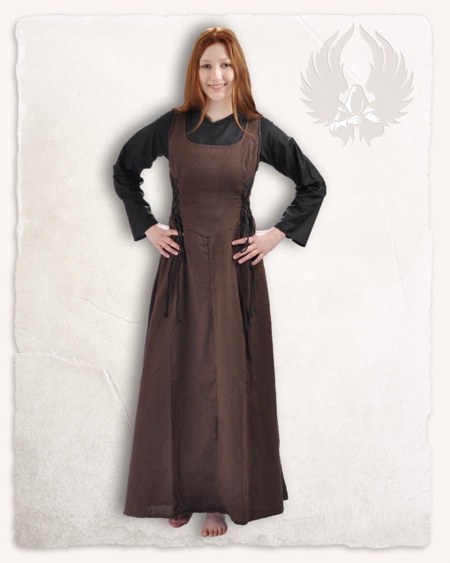 MYTHOLON Uma Kleid Canvas braun, XL, Kleid Mittelalter Damen, LARP, Cosplay, Wikinger XL Braun, XL B