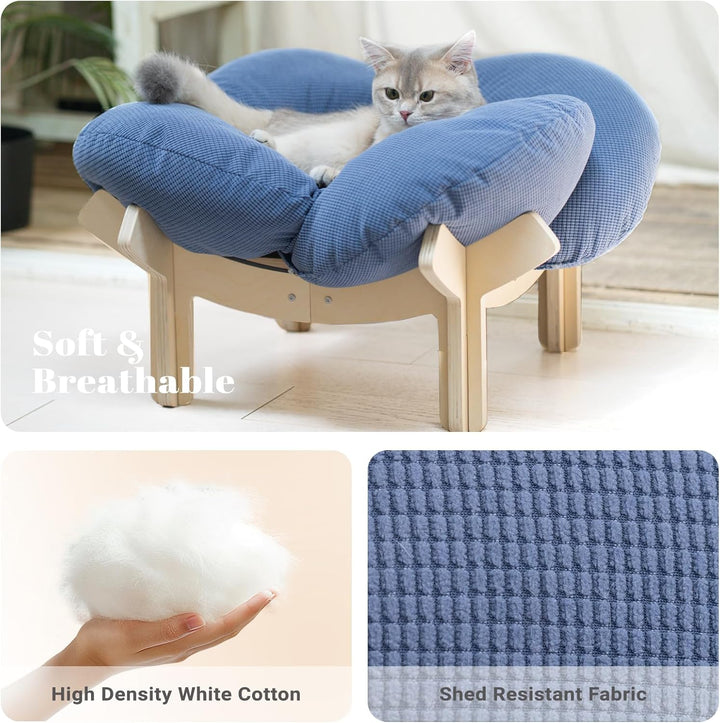 CheerPals Erhöhtes Katzenbett Blumenform, 55cm L&W Grosses Katzensofa, Stilvoll Katzenstuhl mit Hoch