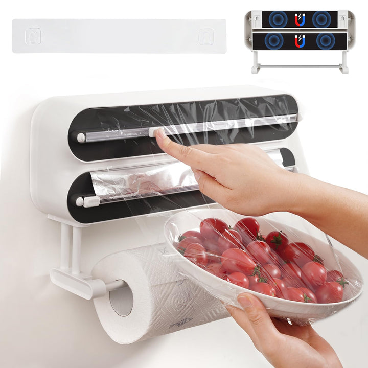 DBREAKS Wandrollenhalter Küche 3-in-1 Frischhaltefolienspender, küchenrollenhalter magnetisch, Frisc