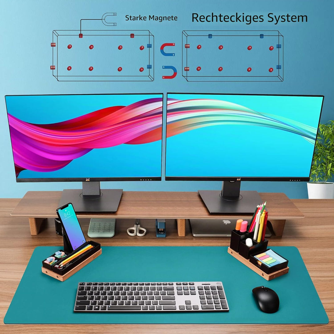Aothia Schreibtisch Organizer Tischorganizer Holz-Büro Organizer-Verstellbarer Stifthalter, Telefons