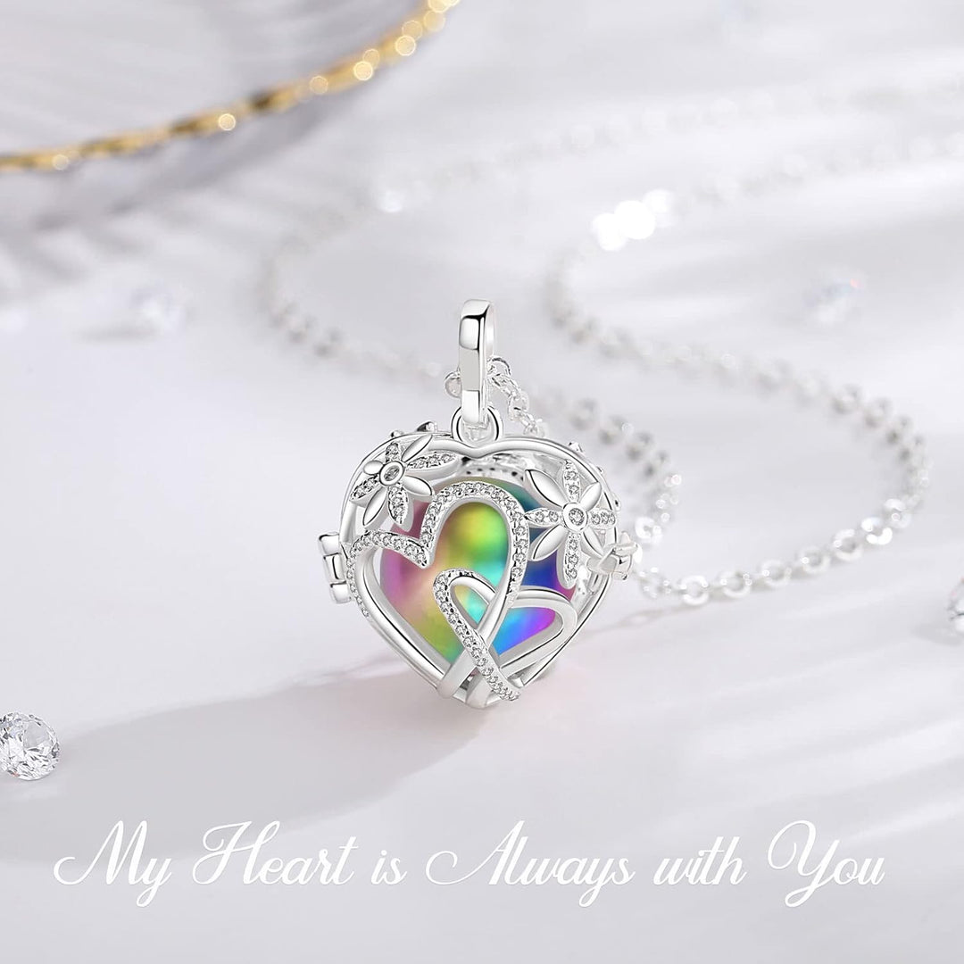 EUDORA Harmony Ball Asche Urnen Kette für Damen, Einäscherung Schmuck Silber Verkupfert Memorial Urn
