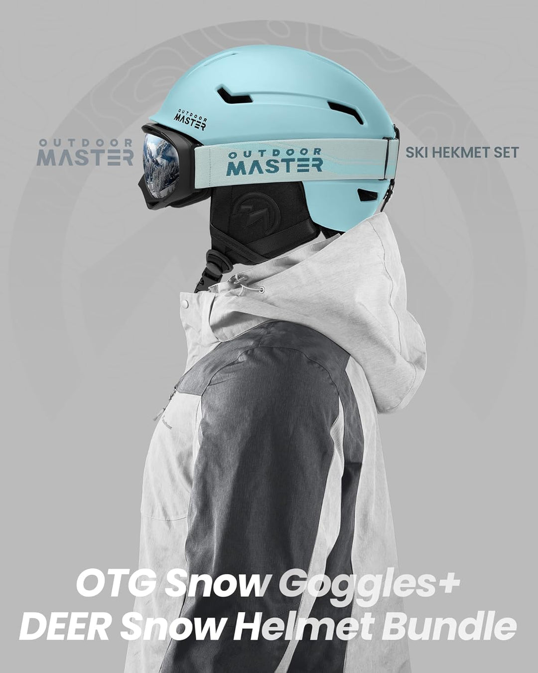 OutdoorMaster Skihelm-Set, Snowboard-Helm mit Brille für Erwachsene - 12 Belüftungsöffnungen - Skihe