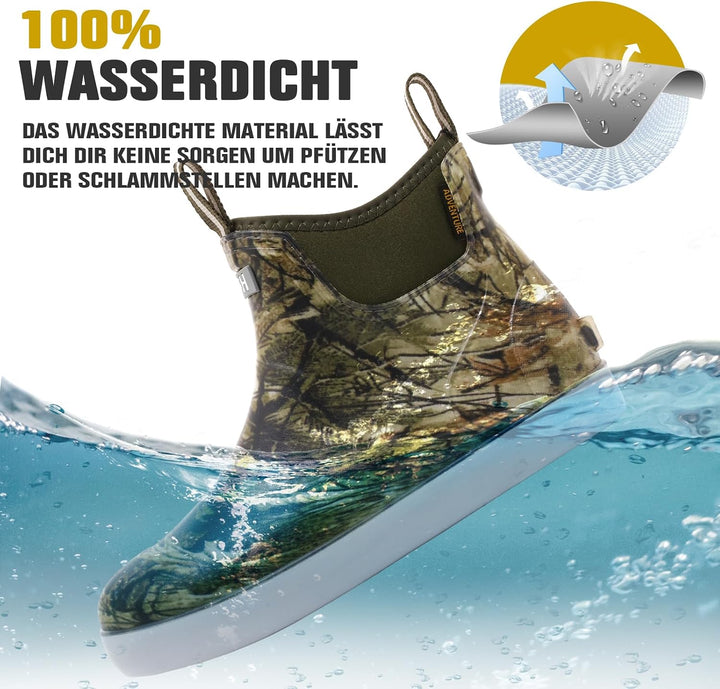 Gummistiefel Kurz Herren, Wasserdicht Anti-Rutsch Gartenstiefel 38 EU Olivgrüner Druck, 38 EU Olivgr