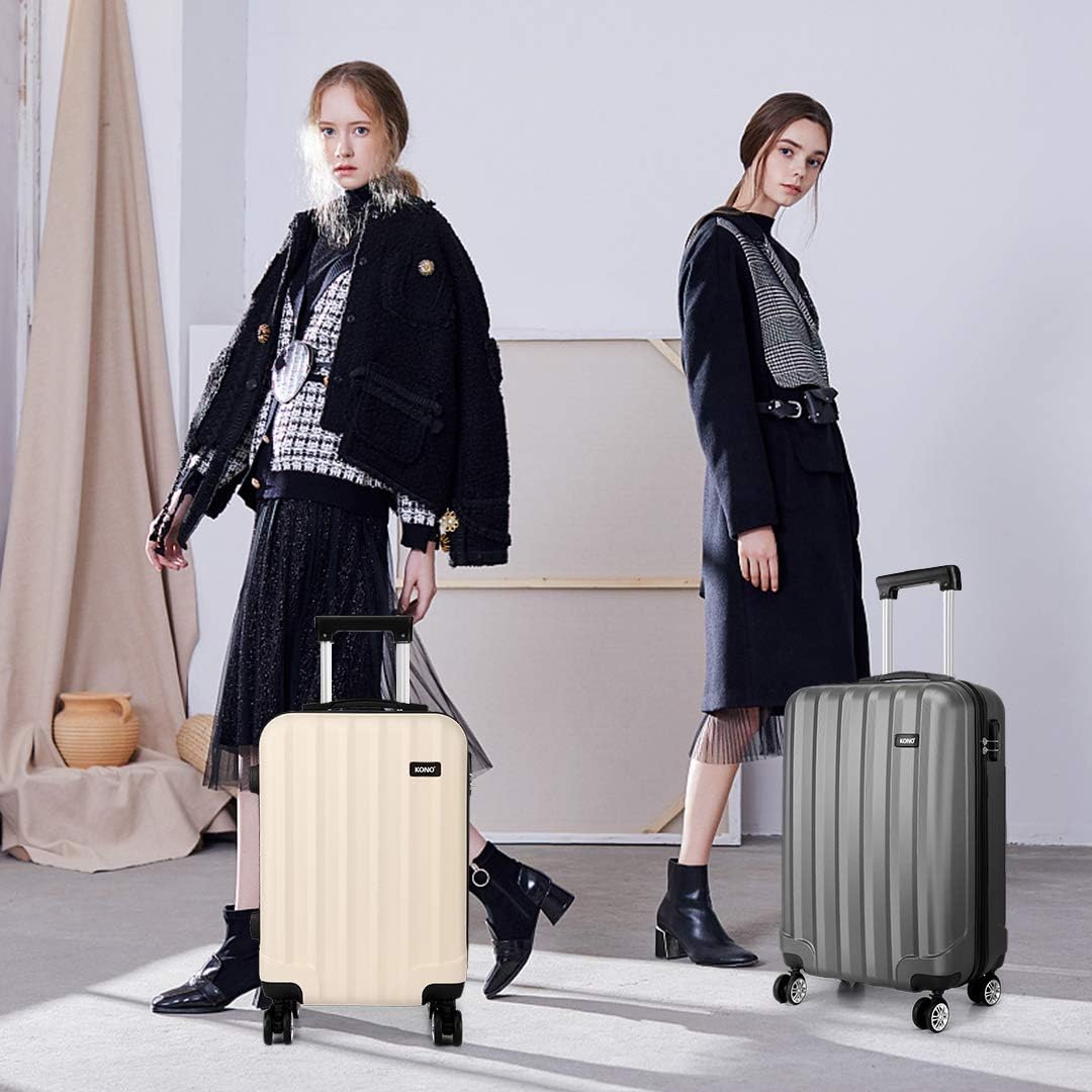 KONO Handgepäck Koffer Trolley ABS+PC Leicht Kabinenkoffer Reisekoffer mit 4 Rollen und Zahlenschlos