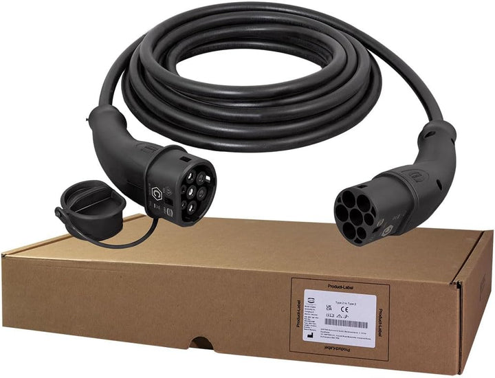 Harting EVC0110 - E-Auto-Ladekabel Typ 2, 1-phasig, 32 A, 7,4 kW, 7,5 m/ZERTIFIZIERTES KABEL, Schwar
