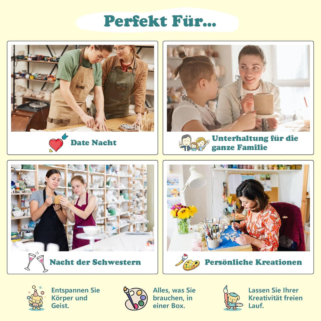 OSTWOLKE Töpferset für Zuhause für Anfänger - Lufttrocknend. Pottery Set für Erwachsene, Töpfern Zuh