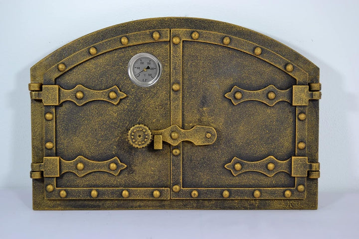 SEZAM doppelte Backofentür aus Gusseisen mit Türriegel, Nietenoptik, Pizzaofentür - Brotofen - Stein