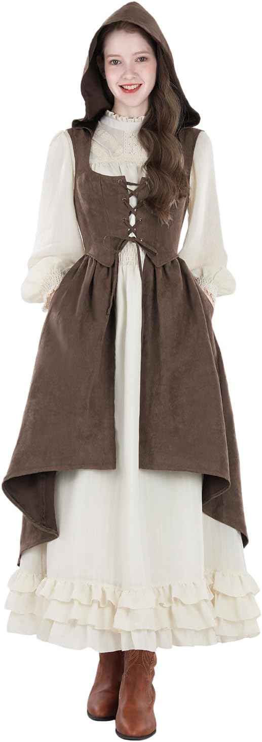 CR ROLECOS Damen Renaissance Korsett Kleid Gothic Piraten Kostüm Mittelalter Korsettumhang Vintage K