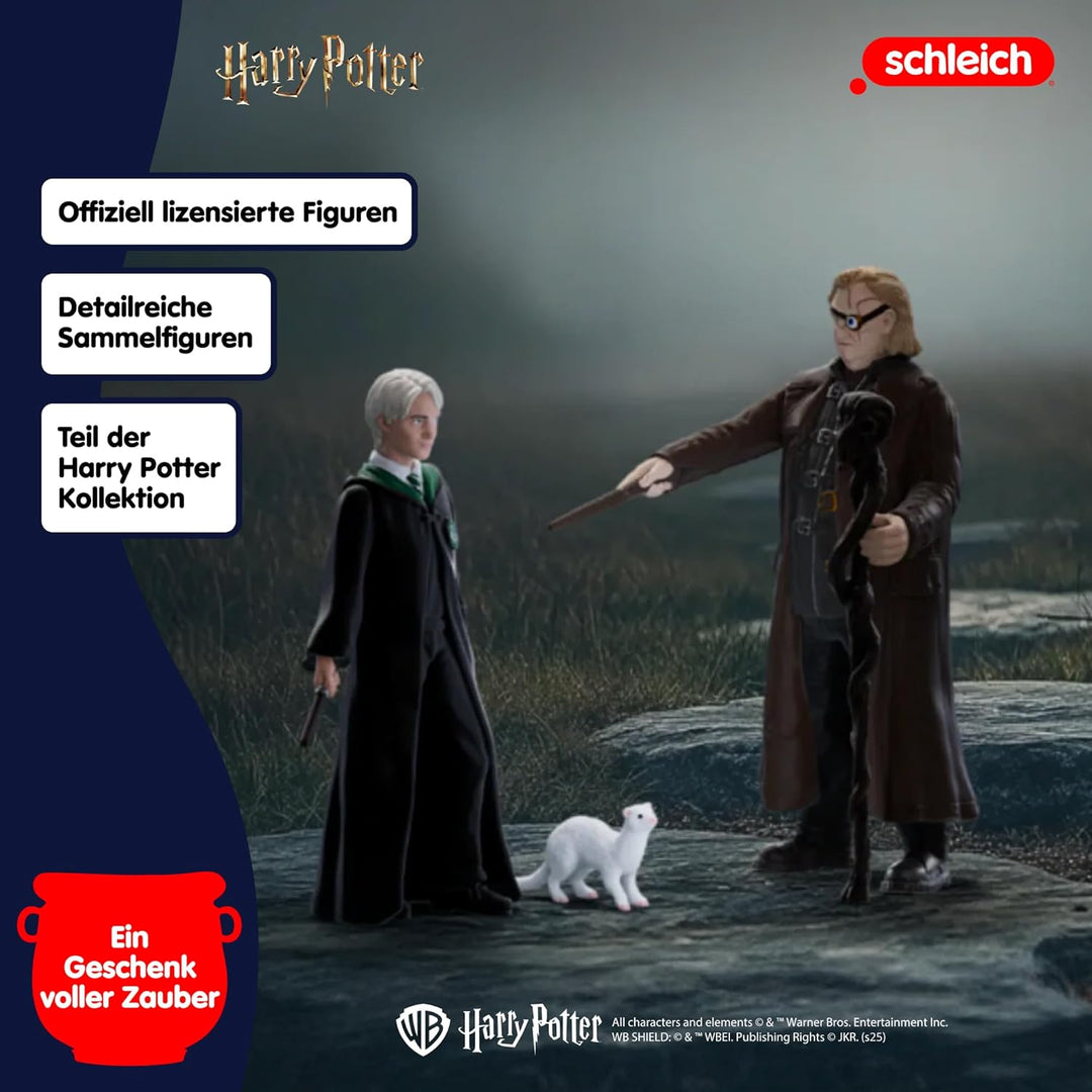 schleich Harry Potter | Mad-Eye Moody & Draco Malfoy mit Frettchen 14907 | 2 bewegliche Figuren & Ti